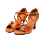 Uued Naiste Ladina-tantsukingad T&uuml;drukute Tango Salsa Ballisaalitants K&otilde;rged Kontsad Pehmed Tantsukingad 5/7cm Ballisaalitantsukingad 34 brown