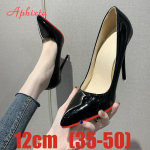 Mood Aphixta 12cm Super K&otilde;rged &Otilde;hukesed Kontsad Kingad Naiste Kingad Terava Otsaga Lakknahast Pulmakleit Kontorisse Femme Super Suurused 49 50 35