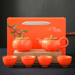 Hurmaa Ruyi teekomplekt, hurmaa teekann, teetass, k&otilde;ik kinkekarp, suveniirkink, kohandatud keraamiliste kingituste komplekt, v&auml;ike