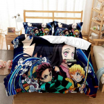 Kuum Anime Demon Slayer Voodipesukomplekt Jaapani Joonisfilm Voodipesu 200x220 Teismelised T&uuml;drukud Kahene &Uuml;hekohaline Queen King T&auml;issuuruses Tekikotikomplektid cot size 70x133cm