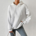 Naiste pusad, pikkade varrukatega vabaaja, tugeva n&ouml;&ouml;riga kapuutsiga kampsunid naiste pullover XL valge
