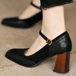 2025 Uus Mood Prantsuse Stiilis Naiste Must Ruudukujulise Ninaga Paksude Kontsadega Paksude Taldadega Pandlaga Slip-On Kingad Vintage Sandaalid Naistele 40 must