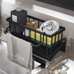 Multifunktsionaalne k&auml;snresti &auml;ravooluava k&ouml;&ouml;giriiul kraanikauss kaltsukas n&otilde;udepesuvahend n&otilde;udepesulapi organiseerija k&ouml;&ouml;gi hoiuriiulid must