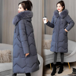 Naiste paksendatud puuvillane mantel Keskmise pikkusega stiilne talve kapuutsiga jakid Paks soe puuvillane polsterdatud mantel Puffer Parka XXXXXL hall