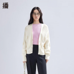 Women's V-Neck Wool Blend Knit Cardigan L