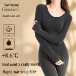 Tingmei Women's Seamless Wool Thermal Underwear Set XL (110-140 lbs)