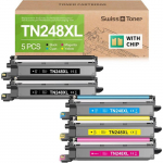 Swiss Toner TN248XL Compatible pour Brother - Pack de 5 - Haute Capacit&eacute; pour MFC-L3760CDW, DCP-L3560CDW, HL-L3240CDW