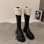 L&uuml;hikesed pl&uuml;&uuml;sis naiste p&otilde;lved k&otilde;rged saapad Mood ruudu kontsaga naistele elegantsed t&otilde;mblukud pikad ratsasaapad naiste talvejalatsid 39 must