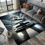 3D F-Ford Mustang v&otilde;idus&otilde;iduauto mootorratta vaip elutuppa, magamistuppa, kodu diivani kaunistamiseks, lasteala vaip libisemiskindel p&otilde;randamatt 70x100cm( 27x39in )