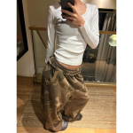 RogueWave Armee Roheline Kamuflaaž L&otilde;dvad Dressip&uuml;ksid Stiilsed T&auml;navastiilis Sirgete S&auml;&auml;ristega Dressip&uuml;ksid Harajuku Stiil Hip Hop Y2k P&uuml;ksid Streetwear S armee roheline v&auml;rv