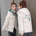 Naiste Talvine Soe Mantel Lahtine Paks Talveriided Moekas Naiste Puuvillane Mantel Korea Stiilis Puuvillane Mantel 3XL valge