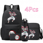 4 tk/komplekt Anime Demon Slayer Tr&uuml;kitud Seljakott Koolikott &Otilde;lakott Koti&uuml;mbris 750 ml veepudeliga Poiss T&uuml;druk Suure Mahutavusega Veekindel Koolikott
