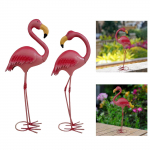 Aiaskulptuur Flamingo Skulptuur K&auml;sit&ouml;&ouml; Mitmek&uuml;lgne Roosa Kingitus Metallist Hoovi Kunst Loomakuju R&otilde;dule Verandale Terrassile Muru V&auml;litingimustesse Height 48 cm