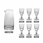 7 tk Veiniklaaside komplekt 100 ml Veinidosaator + 6 tk Viinapokaali 10 ml/12 ml/15 ml L&auml;bipaistvad tassid Komplekt kinkekarbis Joogiklaasid 7pcs with box