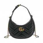 Gucci GG Marmont poolkuu kujuline minikott Nero Naistele &Uuml;lemine k&auml;epide Must 699514-DTDHT-1000 Regular Edition,Basic Set (Bag+Dust Bag)