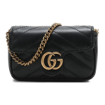 Gucci GG Marmont Kuldne Logo Kett-&otilde;lakott Tepitud Nahast Miniraha-kott Naiste k&auml;ekotid Must 575161-DTDCT-1000 Basic Set (Bag+Dust Bag)