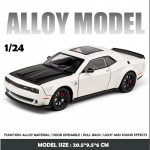 Simulatsioon 1:24 Dodge Challenger Hellcat Redeye Sulamist Automa Mudel Heli ja Valgusega Laste M&auml;nguasi S&uuml;nnip&auml;evakingitus Miniatuurne Auto valge