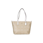 Coach City Zip Tote 30 Monogrammiga Tr&uuml;kitud T&otilde;mblukuga L&otilde;petatav Kaetud L&otilde;uend Nahast T&otilde;mblukuga Kotit&auml;is Naiste kotit&auml;is Hele-Khaki 58292-IMDQC Gift Box Sets (Basic Set+Black Box) beige