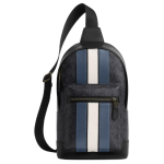 Coach West 20 Triibuline V&auml;rviplokk Lukuga Nahast &Otilde;la Crossbody Kott V&auml;ikesed Meeste kotid CV923-QBOH0 Basic Set (Bag+Dust Bag)