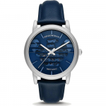 Emporio Armani Luigi Sinine Nahast Meeste Automaatne Skelett-Kella AR60030 sinine
