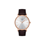 TISSOT Meishi kollektsiooni kvartsliigutusega meeste k&auml;ekell 40mm H&otilde;bedane sihver Roostevabast terasest korpus Nahkrihm T143.410.36.011.00 Brown Strap white