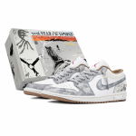 Jordan Air Jordan 1 Kulumiskindel Madal Vintage Korvpallijalatsid Meeste Valge Hall 553558-169(Team17-) 40
