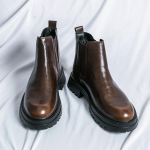 Briti stiilis Chelsea meeste saapad Paksude talladega pahkluusaapad Luksusbr&auml;nd &Auml;rikasulikud k&otilde;rged nahast kingad Mootorrattasaapad 38 pruun