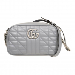 Gucci Gg Marmont Seeria H&otilde;bedane Logo Kett Vertikaalse Triibuga Diagonaalselt Tepitud Nahast Kaamerakott Messengeri Kott V&auml;ike Naiste Hall #Klassikaline Soovitus# Basic+Dust Bag hall