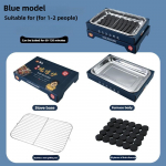 &Uuml;hekordne grill, kaasaskantav s&ouml;egrill grillimiseks, grillimiskomplekt sise- ja v&auml;listingimustes k&uuml;psetamiseks, grillikomplekt BBQ piknikuks telkimiseks sinine