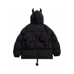 Gooti Paks Parka Jakk Hip Hop Kuradisarved Tiib Paar Kapuutsiga Polsterdatud Jakk Streetwear Mantel Talveriided S tuhkmust v&auml;rv