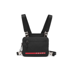 Prada Vastupidav Linea Rossa Lateksist Logo Kangast Risti-keha kott Meeste Risti-keha kott Must 2VL036-2DUG-F0002-V-OOO Basic Set (Bag+Dust Bag)