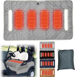 Heated golf cart seat cover, non-slip waterproof towel cushion blanket, soft and comfortable, 4 heating zones, 3-level heating.