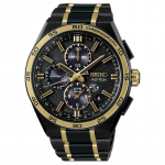SEIKO Astron seeria 100 meetrit veekindel kronograaf igavene kalender kahetsooniline ajav&ouml;&ouml;nd p&auml;ikeseenergia kvarts titaanist rihm 44,1 mm meeste k&auml;ekell must sihver SSH186 must
