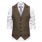 Meeste retro rev&auml;&auml;riga kettvest Moodne kalasaba j&auml;me tviid taskud &uuml;likond vest Briti vabaaja vintage h&auml;rrasmeeste vabaaja pidu S pruun
