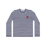 Comme des Gar&ccedil;ons PLAY (NAISTE) COMME des GARCONS PLAY Triibuline V&auml;ike Logo Pikkade Varrukate T-s&auml;rk 'Sinine Valge' Naiste AZ-T009-051-1 XS blue