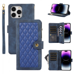 T&otilde;mblukuga Nahast Rahakott Kaardipesa&uuml;mbris iPhone 14 15 Pro Max 13 12 Mini 11 X XS XR 6 6s 7 8 Plus SE2026 Telefonikotid Raamat Rahakott Kate For iPhone 15Plus sinine