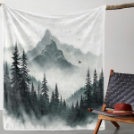 1 tk flanelltekk m&auml;gede, metsade, pilvede ja lindude tr&uuml;kiga, soe ja pehme pleed diivani, voodi, auto, kontori, telkimise v&otilde;i reisimise jaoks 130x150cm gray