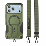 Luksuslik soomusmagnetiga telefoni&uuml;mbris Magsafe iPhone 17 16 15 14 Pro Max 13 12 11 16e 17e jaoks, tugi, ristkorpuseline pael iPhone 16 Plus armee roheline v&auml;rv