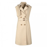 Naiste veidi paksudele sobiv pitsn&ouml;&ouml;riga v&ouml;&ouml;kohaga trenchcoat kaherinnamikuline varrukateta trenchcoat Briti stiilis naiste varrukateta trenchcoat 1XL helepruun v&auml;rv