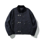 Vintage-stiilis unisex &uuml;legabariidiline puuvillane bomberjakk kontrast&otilde;mblustega, p&uuml;stkrae, vabaaja r&otilde;ivad Small black