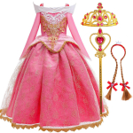 Unetev&otilde;lu printsess Aurora kleit t&uuml;drukule Cosplay Paljaste &otilde;lgadega Laste kingitused Peen peokleit t&uuml;drukule Beebi peene pitsiga kleidikomplekt 4T(tag 120) pink