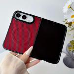 Magnetiline iPhone Duo Foldi &uuml;mbris Luksuslik s&uuml;sinikkiust nahast kaitsev tagakaas Magsafe juhtmevaba laadimiseks Kest Funda iPhone Ultra punane