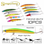 10 tk Minnow p&uuml;&uuml;gilant v&auml;nts&ouml;&ouml;da komplekt kunstlik k&otilde;va lant meriforelli p&uuml;&uuml;gi landi jaoks 10pcs