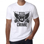 Meeste vintage t-s&auml;rk graafilise t-s&auml;rgiga Feel The Crime valge XS