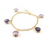 Les Tr&eacute;sors De Lily [C4785] - Bracelet Plaqu&eacute; Or 'Linda' Lavande Am&eacute;thyste - 15 mm lilla