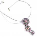 Les Tr&eacute;sors De Lily [E0671] - Collier Cr&eacute;ateur 'Geisha' Rose Mauve lilla