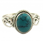 Bague Argent 'Heaven' turquoise argent&eacute; - 11x9 mm 58 t&uuml;rkiissinine