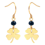 Les Tr&eacute;sors De Lily [Q1024] - Disainitud terasest k&otilde;rvar&otilde;ngad  Clovers  pardi sinine kuld - 18x10 mm t&uuml;rkiissinine