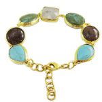 Les Tr&eacute;sors De Lily [Q5659] - Bracelet artisanal 'Cl&eacute;opatra' vert marron dor&eacute; - largeur 15 mm t&uuml;rkiissinine