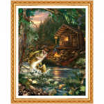 Teemantmaaling Ristpistekomplektid Tikand Kala Dragonfly Hut Pildid Rhinestones Maalid 20X30CM